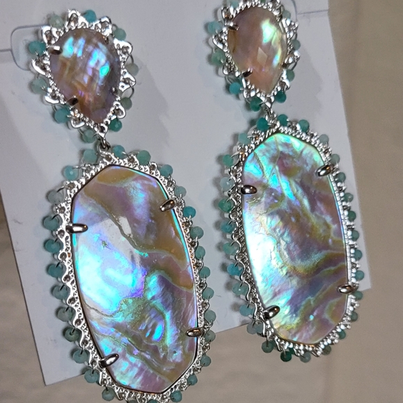 NWT KENDRA SCOTT IRIDESCENT EARRINGS SILVER - Picture 4 of 8